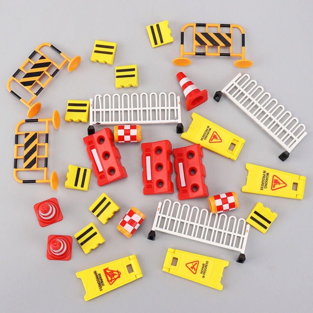 Early Teaching Kids Cognition Road Block Fences Road Signs Mini Traffic Cones Street Scene Model