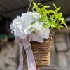 Door Hanger Basket Decorative Door Hanging Basket Wreath Front Door Artificial Wildflowers Basket for Home Wedding