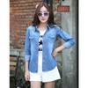 Solid Shirt Female Tops Casual Long Sleeve Women's Denim Shirt