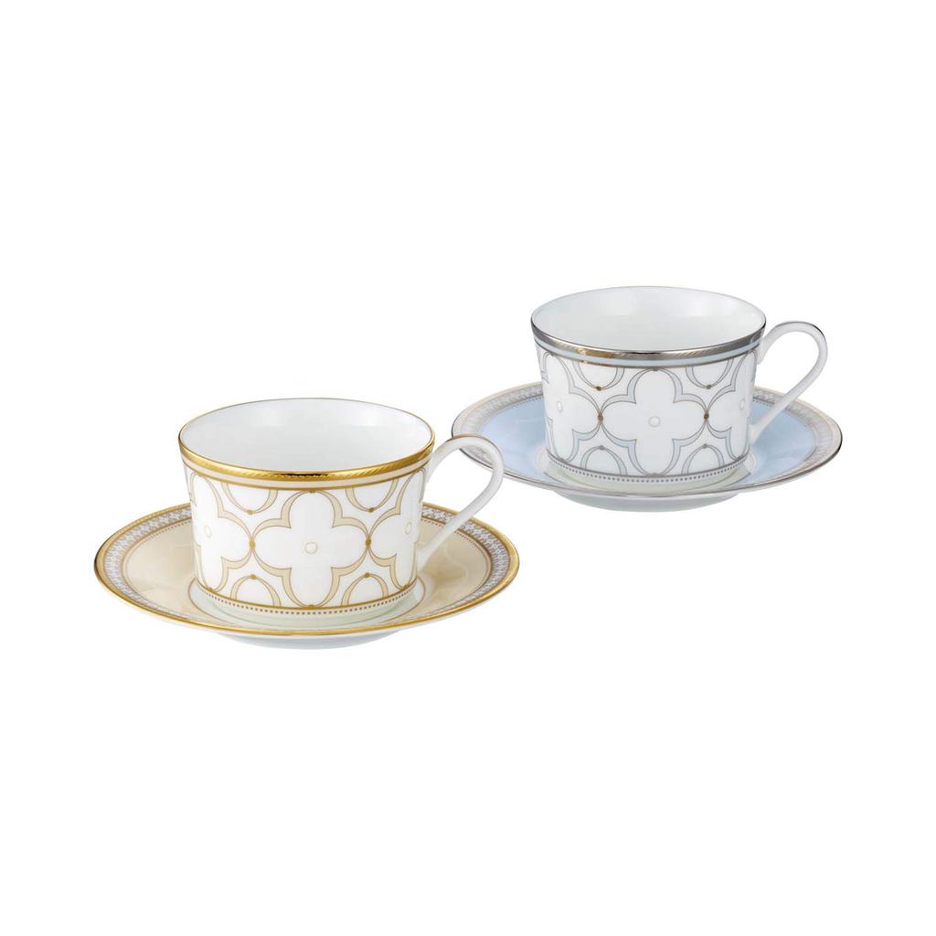 Noritake Cup Saucer Pair Coffee and 245cc Trefolio 2 Customers Bone China & (color-changing Set) (for Tea) Approx. Gold/Platinum Gold/Platinum