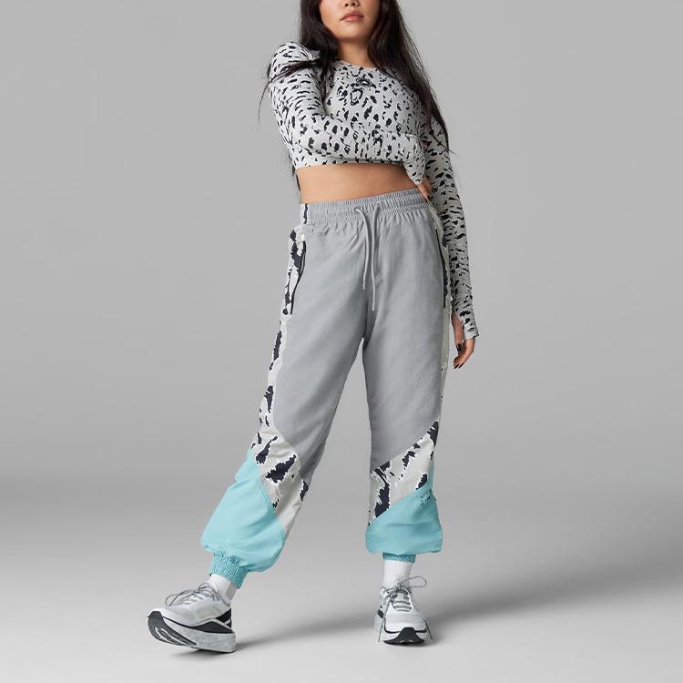 adidas Спортивные брюки Stella McCartney Color Blocked с завязками на шнурке, женские, алюминиево-серые, водно-зеленые HA8967