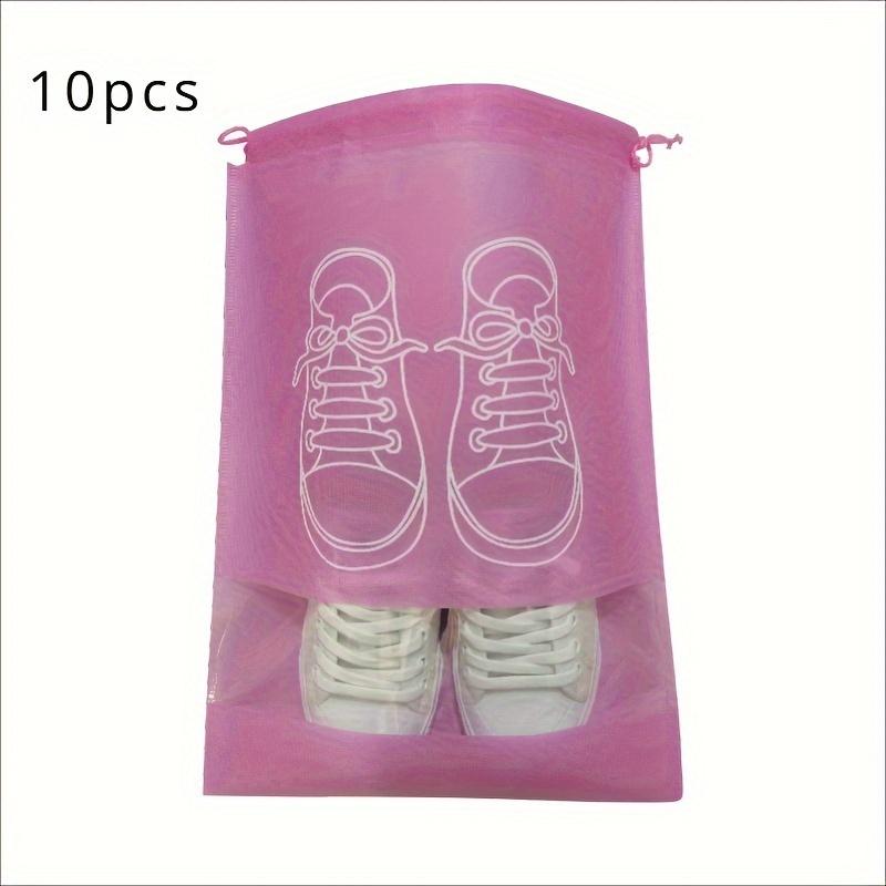 10pcs Ultra-Lightweight Waterproof Transparent Non-Woven Shoe Storage Bags for Travel & Home Organization