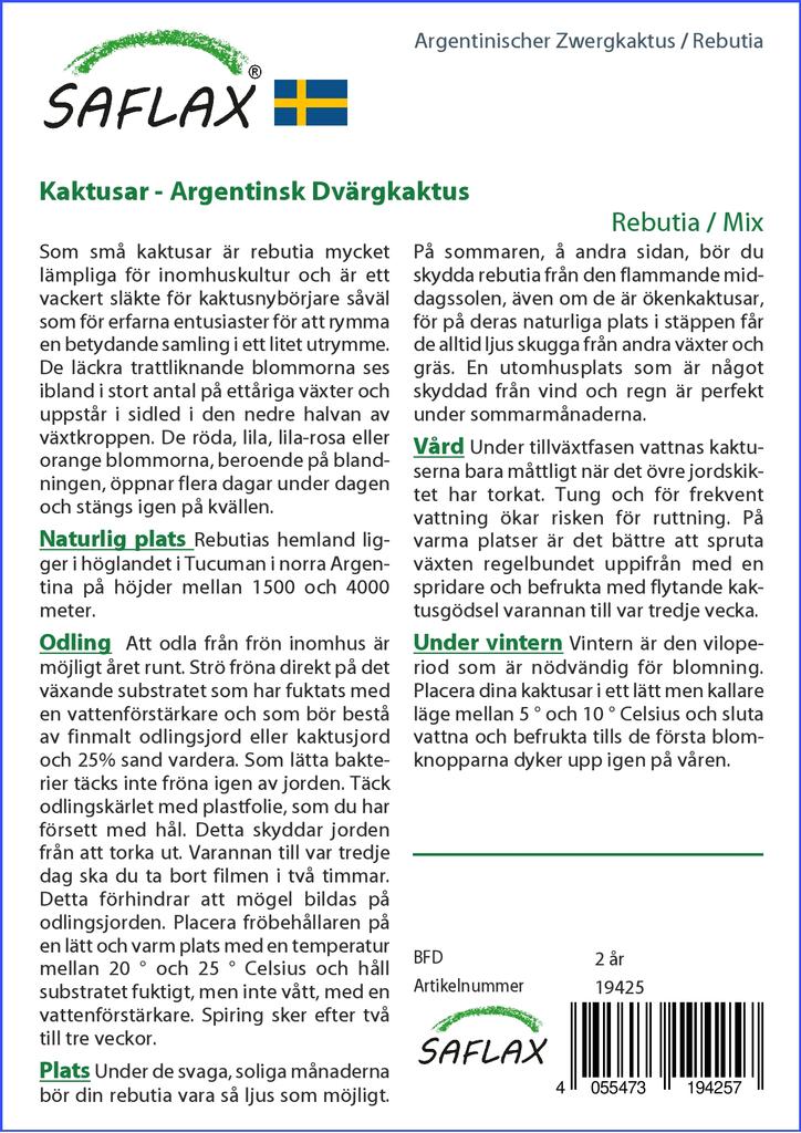 SAFLAX Ребутия - 40 семян - С горшечным субстратом для лучшего выращивания - Ребутия Микс