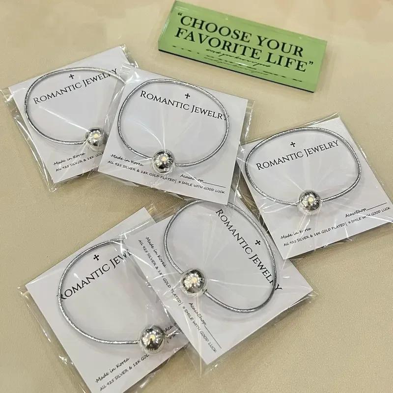 Korean Silver Ball Elastic Hair Ties Ponytail Hair Rope for Women Girl Simple Bead Wedding Party Sweet Headwear Hair Accessories