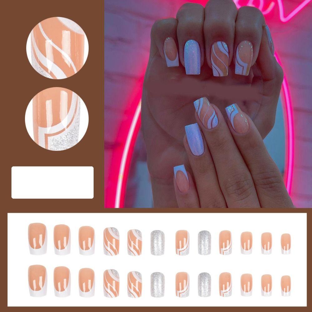 Nail Tips DIY Press on Nails Medium Length Wearable French Fake Nails
