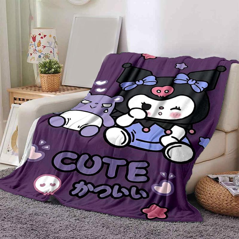 1pc Cute Character Kuromi Blanket, Home Decorative Throw Blanket for All Seasons, Living Room, Travel, Camping, Car Blankets, Beach, Office Naps.H015