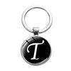 1PC A-Z Initial Name Letter Pendant Keychains Holder Round Alphabet Keyrings Art Photo Glass Cabochon Vintage Jewelry