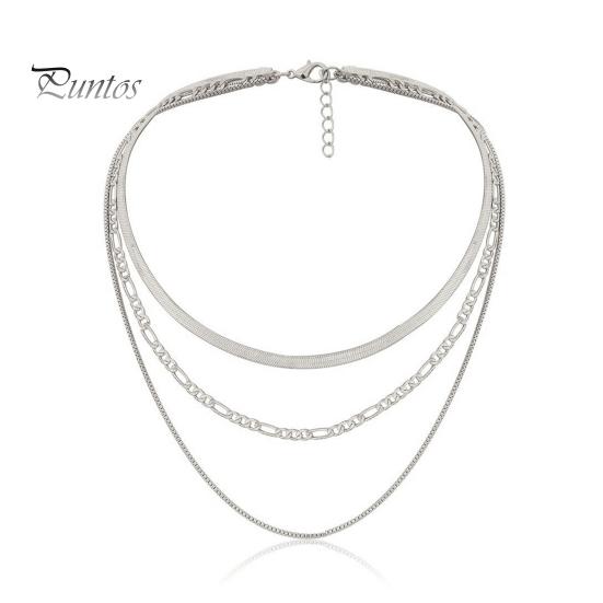 3-слойное женское ожерелье в стиле панк, крутой золотой, серебряный цвет, регулируемая цепочка из змеиной кости, многослойное ожерелье, модные аксессуары, подарок