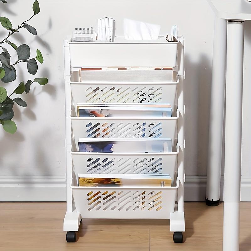 Bookshelf Shelf Movable Desk Side Bookshelf Floor Desk Small Cart Book Storage Shelf Office Study Supplies Storage Rack