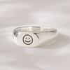 JEWNEL Silver925 Happy Smile Bold Friendship Couple Open Ring Silver Ring