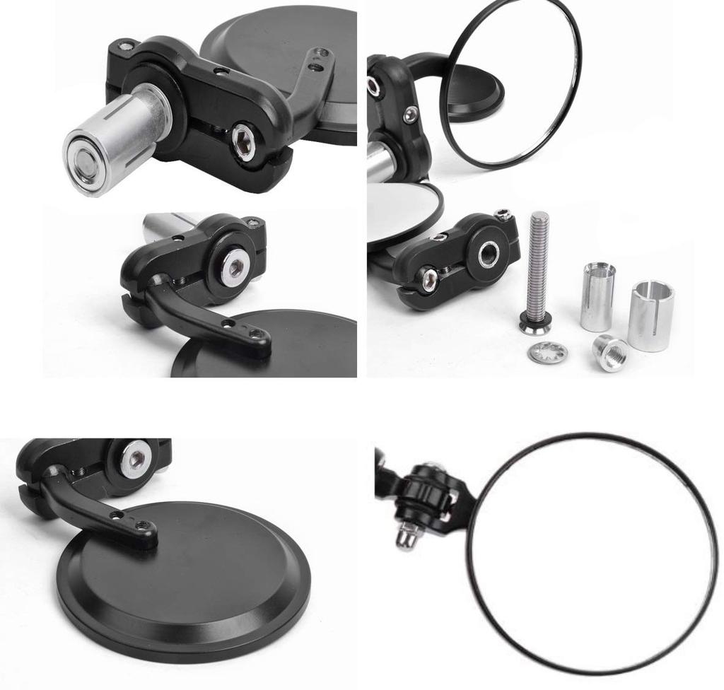 XSAJU Комплект зеркал для велосипеда, левое и правое, зеркало на руль, универсальное круглое, нескладывающееся, черное