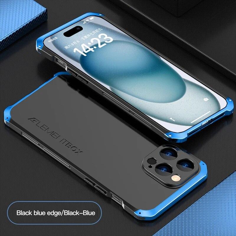 Броня Металлический Алюминий + ПК + Силиконовая Кнопка Сверхмощный Защитный Чехол Для Телефона Для IPhone 15 Pro Max 15 Plus 13 14 Противоударный Чехол