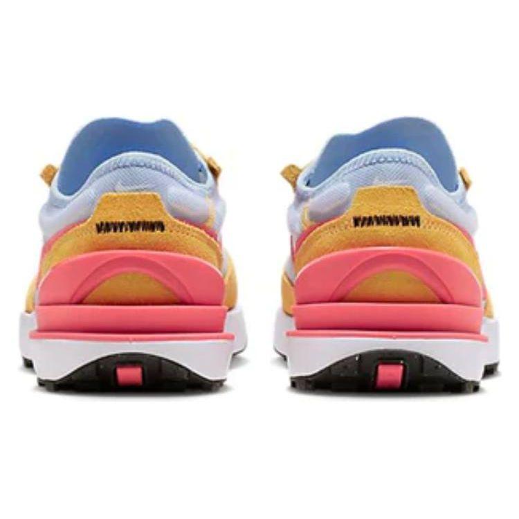 Nike Waffle One Шнуровка Нескользящие Амортизирующие Низкие Повседневные Кроссовки для Детей Оранжевый Белый DC0481-700