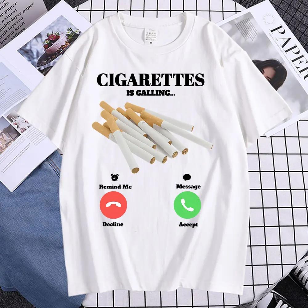 Cigarettes Is Calling T Shirt Funny Smoker Meme Tee Shirt Men Women Fashion Vintage Humor Short Sleeve Oversized Cotton T-shirts