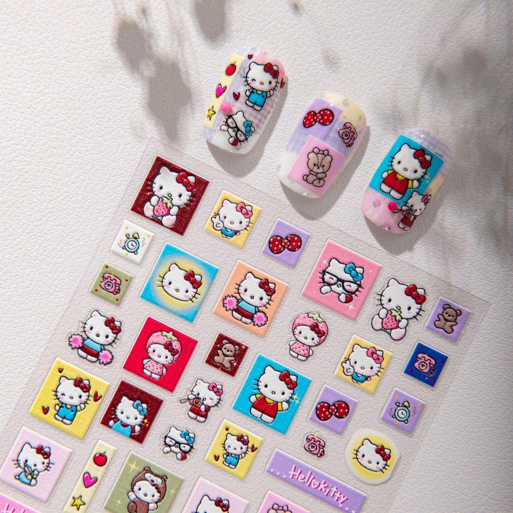 3D рельефные наклейки для нейл-арта Hello Kitty для украшения телефона