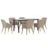 7 Piece Outdoor Dining Set with Cushions Brown