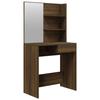 820492 vidaXL Dressing Table with Mirror Brown Oak 74.5x40x141 Cm
