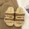2025 осень и зима новый дизайн нишевые пушистые тапочки женские носить французские ретро мягкая подошва повседневные тапочки Boken