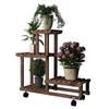 Movable Multi-Tier Bamboo Wood Plant Rack