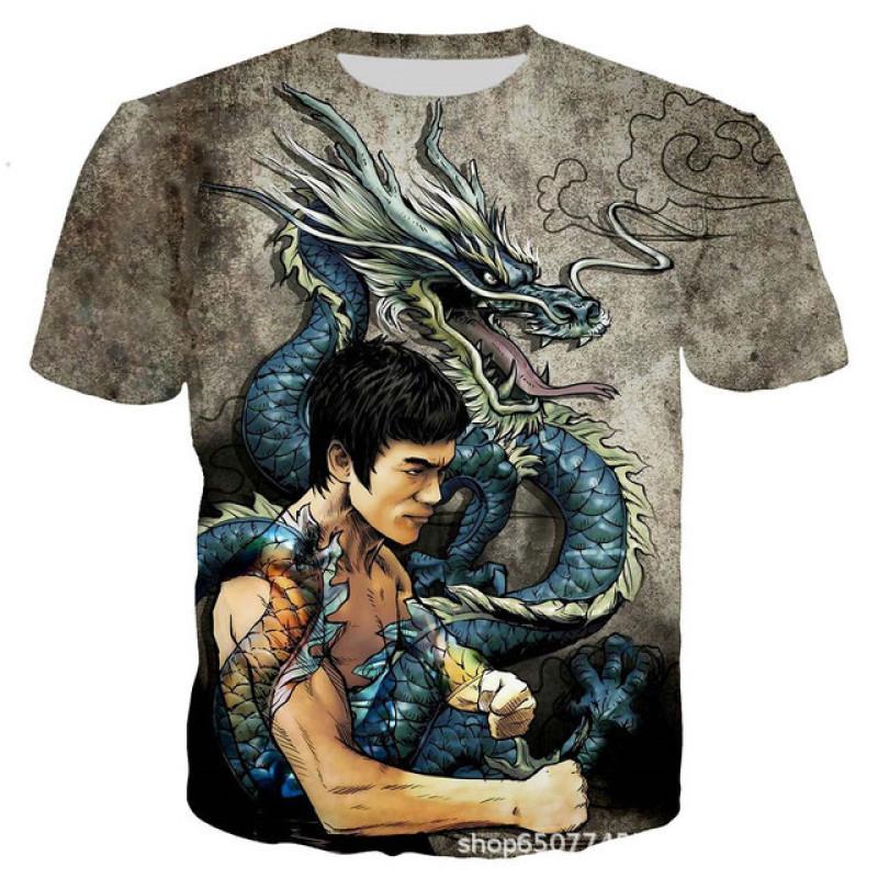 Summer Fashion Kung Fu Series 3D Printed Men's Casual O-Neck Short-Sleeved T-shirt Sportswear Cool Streetwear Oversized Tops