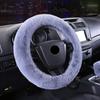 Универсальный чехол на руль автомобиля, зимний пушистый чехол из кроличьей шерсти для руля, обогрев рук, обертывание руля автомобиля