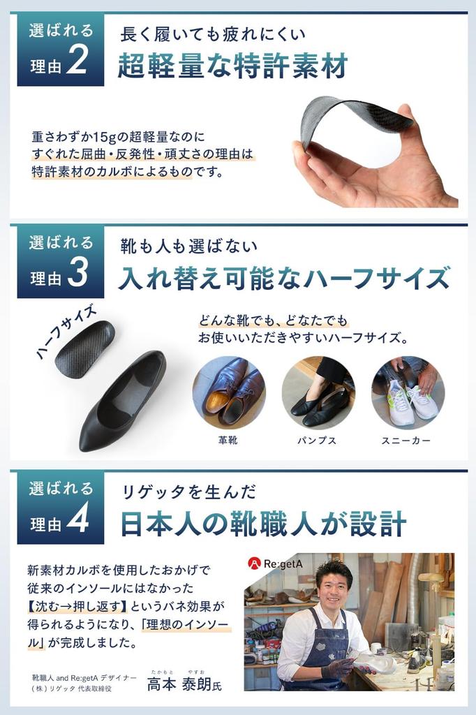 Bine Made In No Shock Standing Swordfish Leather Sports [Regetta] Insole, Japan, Fatigue, Absorption, Work, Insole, Shoes, Sneakers, Pumps, (M)