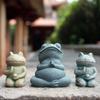 RemeeHi Frog Jizo Set Healing Cute Small Figurine Prayer Jizo Guardian God Granite Wish for Happiness Good Okimoo Cute Granite God Buddha Statue