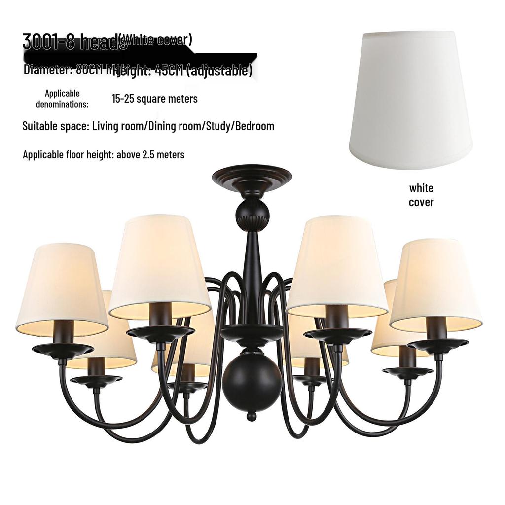 Черная ретро кованая люстра для гостиной, столовой или спальни