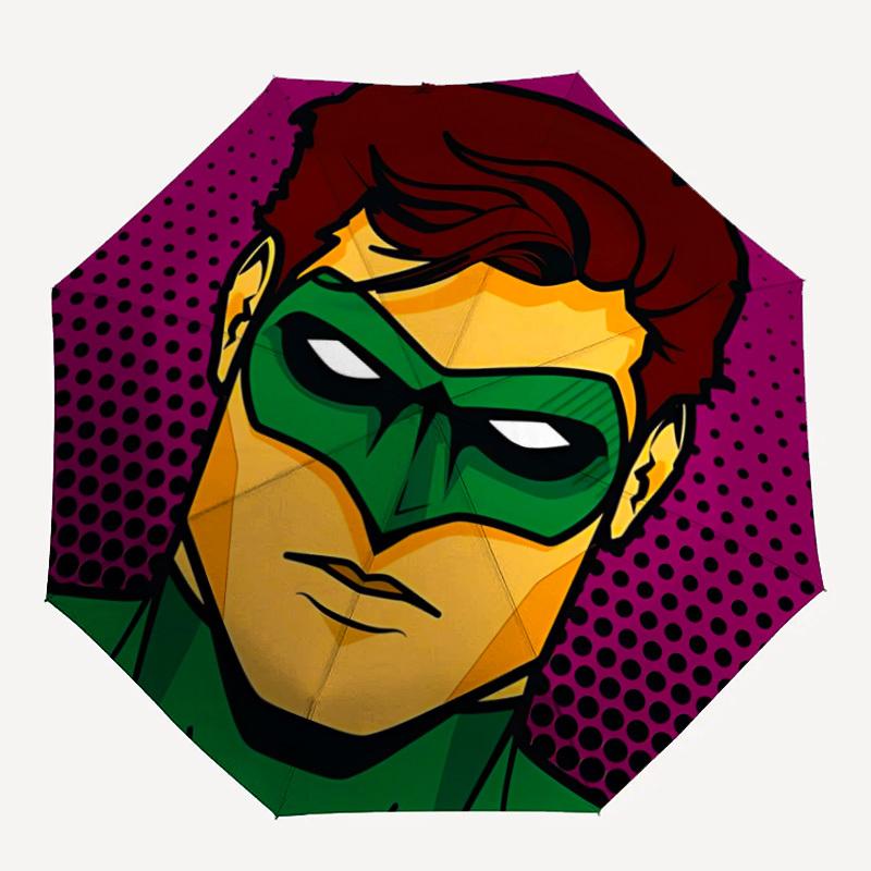 1pc Green Lantern Mask Umbrella - Automatic Open Compact Travel Umbrella with 59-Rib Durable Frame yy251021102