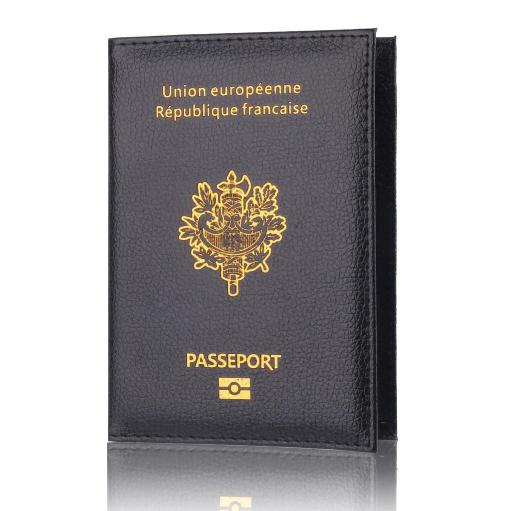 High Quality Pu Passport Protective Cover Bank Card Holder Travel Document Fashion Men and Women French Passport Cover Wallet