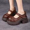 GKTINOO Retro Thick Soled Pumps Genuine Leather Wedges Shoes 2025 New Round Toe Versatile Women's Platform Shoes
