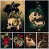 Gothic Print Botanical And Animal Dark Witch Art Poster And Print Skull Magic Potion Vintage Wall Art Canvas Painting Home Decor No Frame