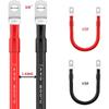 2 AWG Gauge Red + Black 1Ft Parallel Battery Power Inverter Cables For Solar, Auto, RV & Marine (Set)