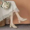 Весна/Лето 2025 Женские туфли-мэри джейн с острым носком - Французский сказочный стиль, Ретро массивный средний каблук, Вечерняя обувь