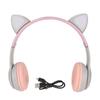 Cat Ear Bluetooth Headset Noise Cancelling Retractable Wireless Plug In Card LED Color Light Kids Headphones