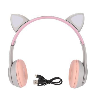 Bluetooth-гарнитура с кошачьими ушками, с шумоподавлением, выдвижная, беспроводная, с возможностью подключения карты, со светодиодной подсветкой, детские наушники