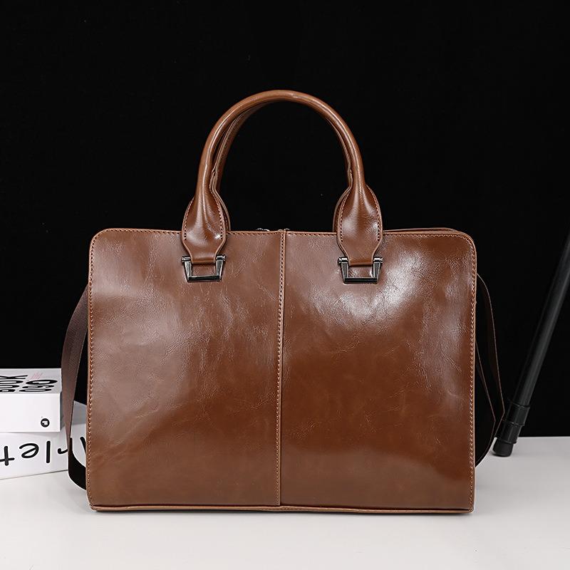 Men's Handbag Horizontal Korean Men's Bag Single Shoulder Crossbody Business Computer Briefcase Retro Fashion Bag