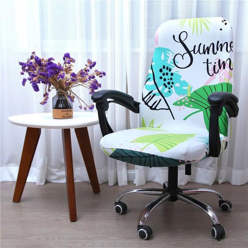 Office Rotating Computer Chair Cover Elastic Printed Chair Covers Anti-dirty Washable Lift Seat Protector Case for Meeting Room