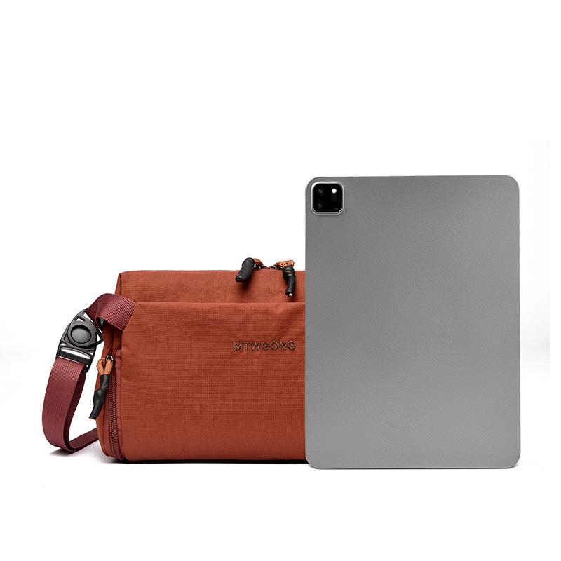 Unisex Multi-pocket Crossbody Bag, Washed Fabric Casual Shoulder Bag