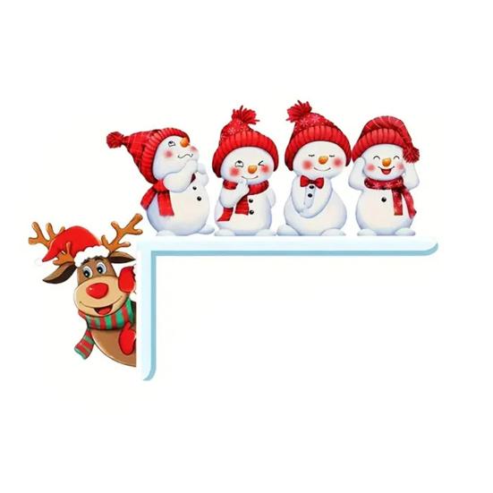 Рождественское украшение на дверь Милый мультяшный снеговик Санта Олень Пряничный человечек Декор дверного проема Деревянная табличка для дома Угол стены для стены Шкаф Полка