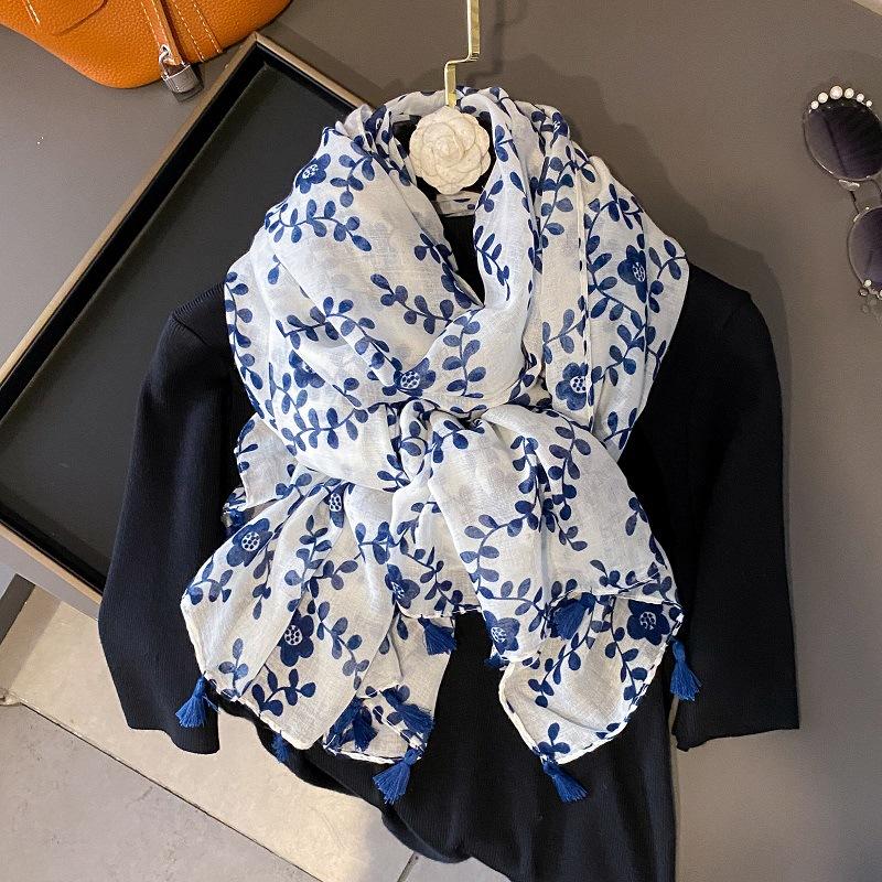 Осенний вискозно-хлопковый шарф Ацтекский Пейсли Цветочный платок шаль накидка Женские тонкие шарфы Мода кисточки Пашмина Высокое качество Фуляр