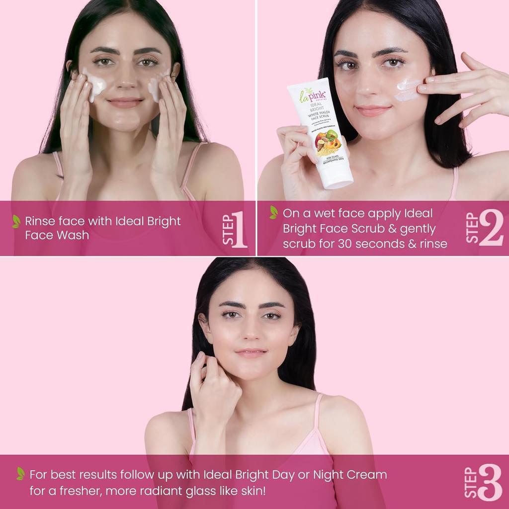 Скраб для лица La Pink Ideal Bright с белым халди и сливой какаду | Мягкое отшелушивание, осветление и восстановление | Все типы кожи | 100 г