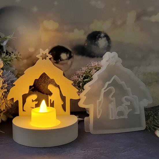 Silicone Nativity Mold for Creative DIY Candle Crafts 3D Plaster Cold Christmas Table