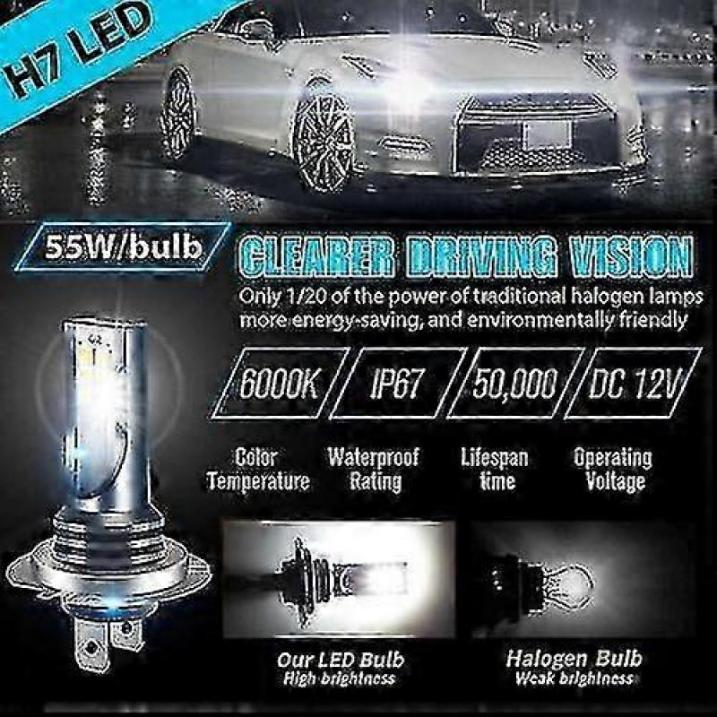 4pcs H7 Led Headlight Bulb Kit High Low Beam 220w 60000lm Super Bright 6000k White