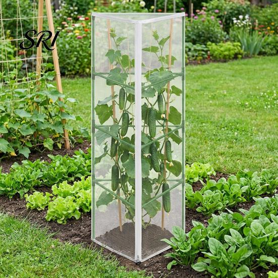 Tomato Cage Netting Garden Bird for Round Triangular Breathable Mesh Insect Barrier Fine Cover with Zipper Drawstring Plant Vertical Climbing