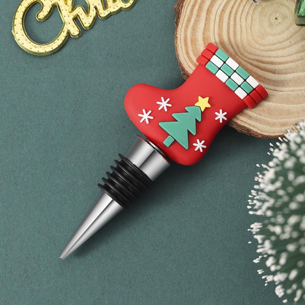 Merry Christmas Wine Bottle Stopper Bar Party Decoration Crafts Xmas Tree Snowman Preservation Wine Cork Fresh-keeping Reusable