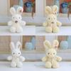 Rabbit Cute Plush Stuffed Animal Toy With Ribbon Bow For Home Office Decor