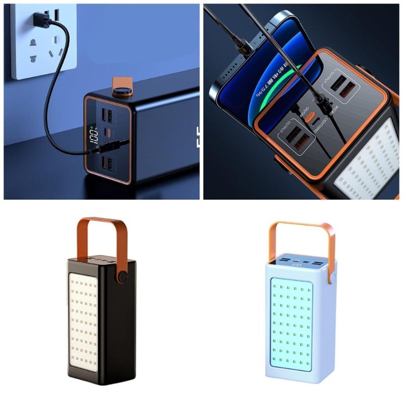 Outdoor Camping Lamp and Mobile Power Adapter 66W for Simultaneous Charging of 5 Devices with Long Battery Service