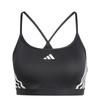 Adidas Aeroreact Training Light Support Three-Stripes Bra, Women's, IKV31, Black/White (IQ3354), J/4XCD