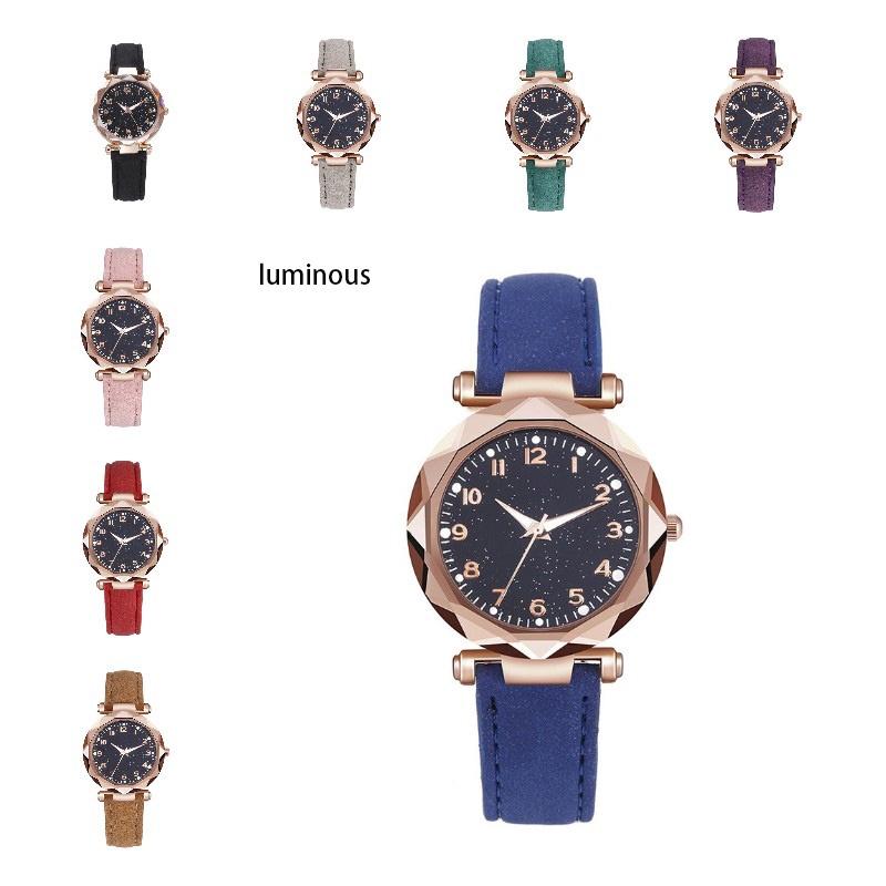 Женские цифровые ремешковые часы с дизайном ночного неба, повседневные кварцевые наручные часы